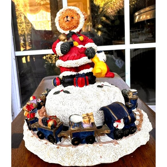 VTG Musical Bear with Train Wind Up Christmas Holiday Collection Santa N… - Picture 1 of 12